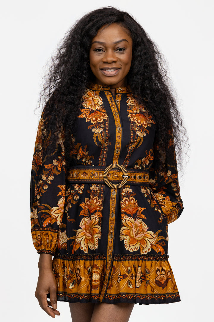 Black Majestic Garden Mini Dress