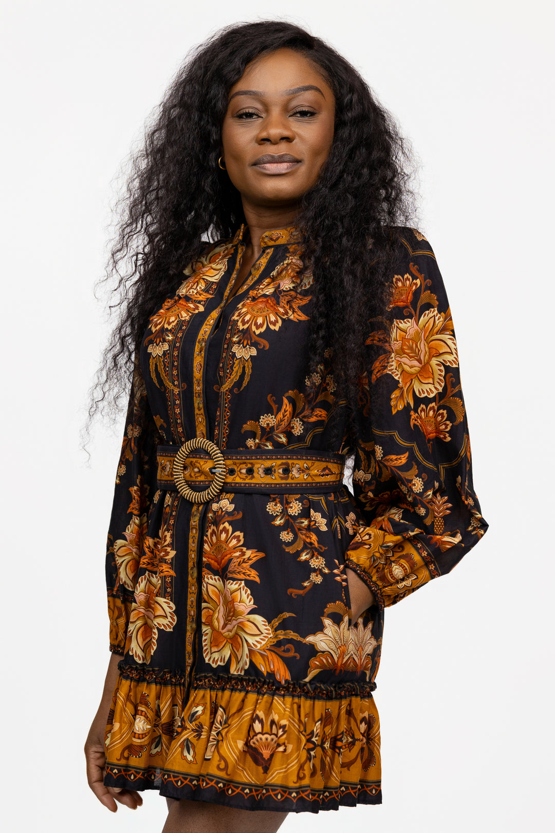 Black Majestic Garden Mini Dress