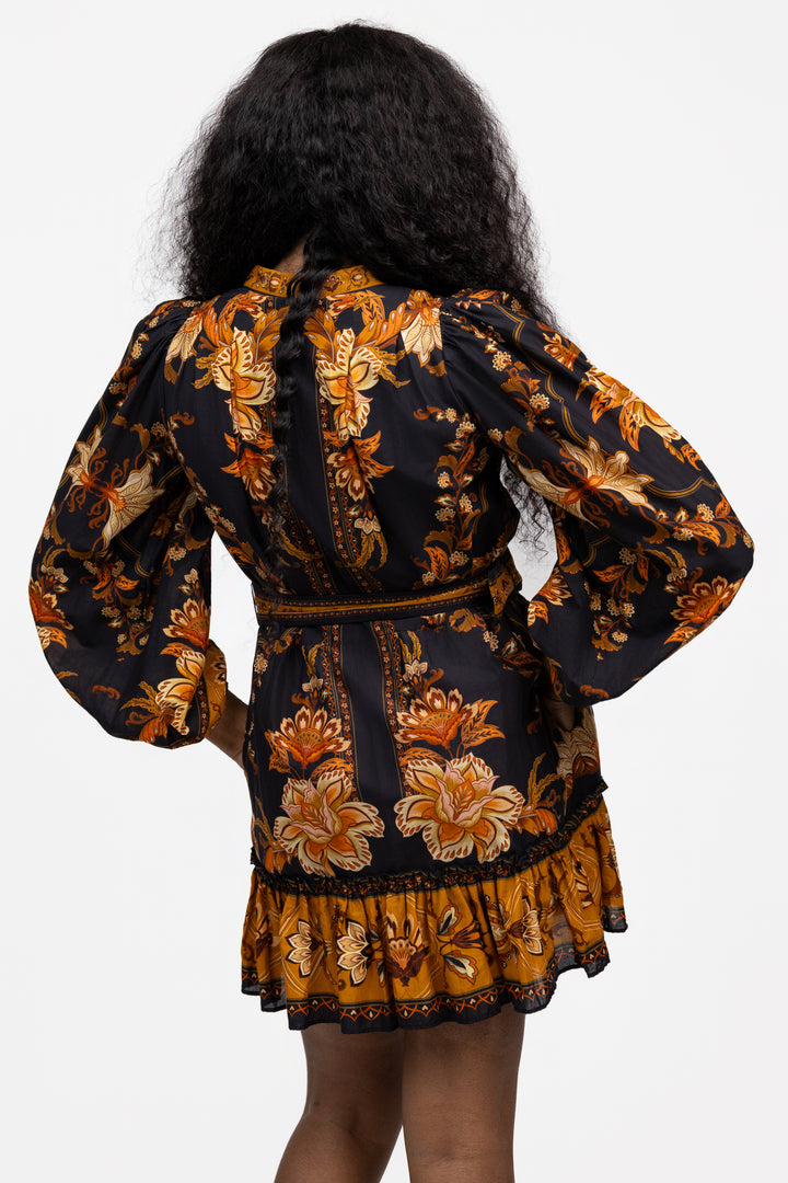 Black Majestic Garden Mini Dress