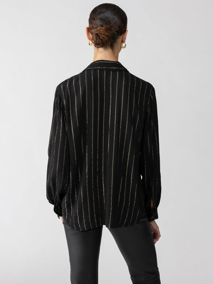 Black Metallic Stripe Shirt