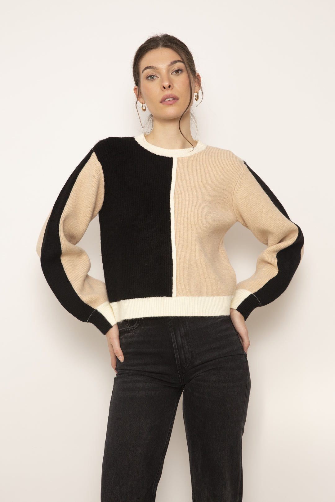 Black Multi Color Block Ezra Sweater