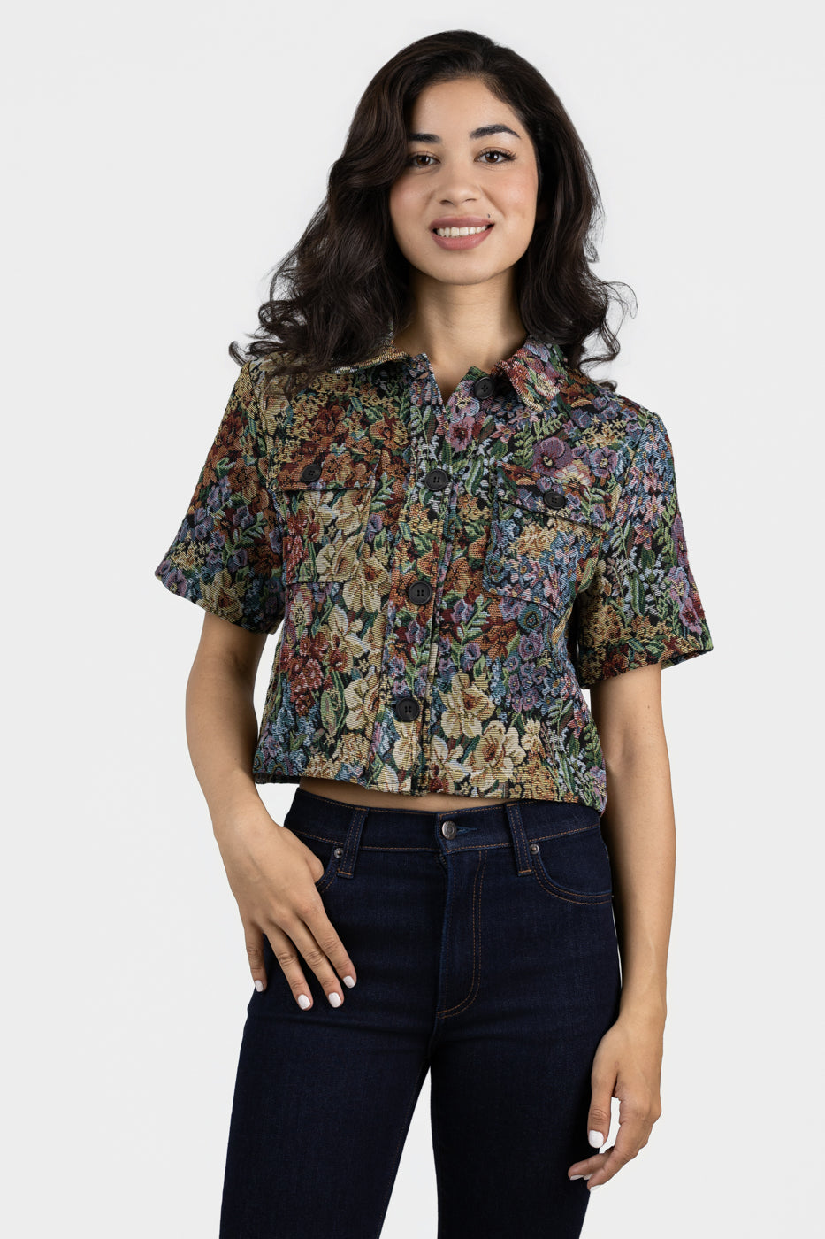 Black Multi Floral Misha Top