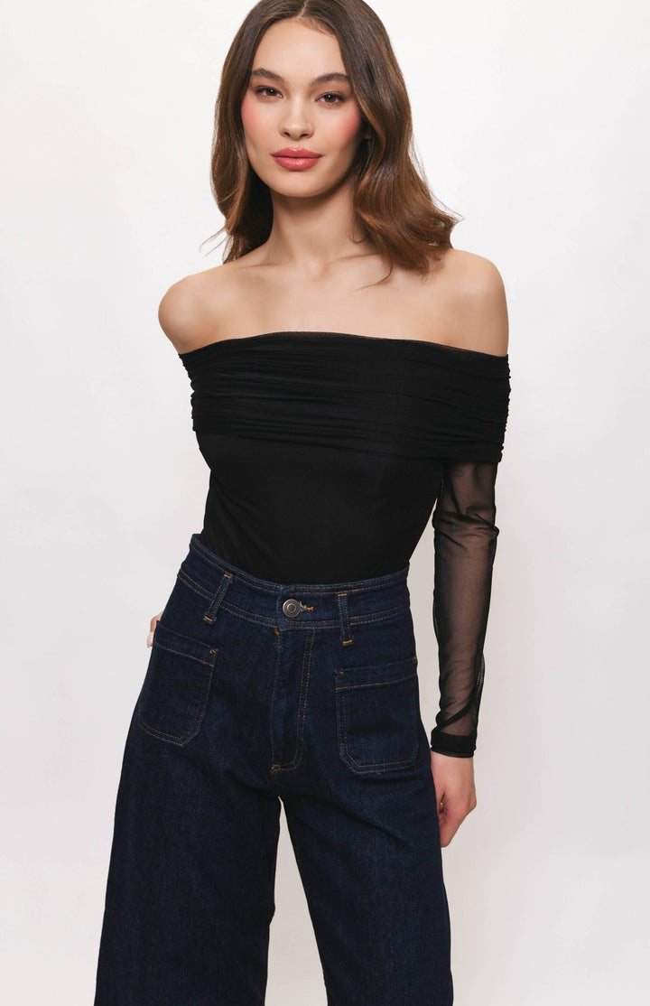 Black Off The Shoulder Thatcher Bodysuit