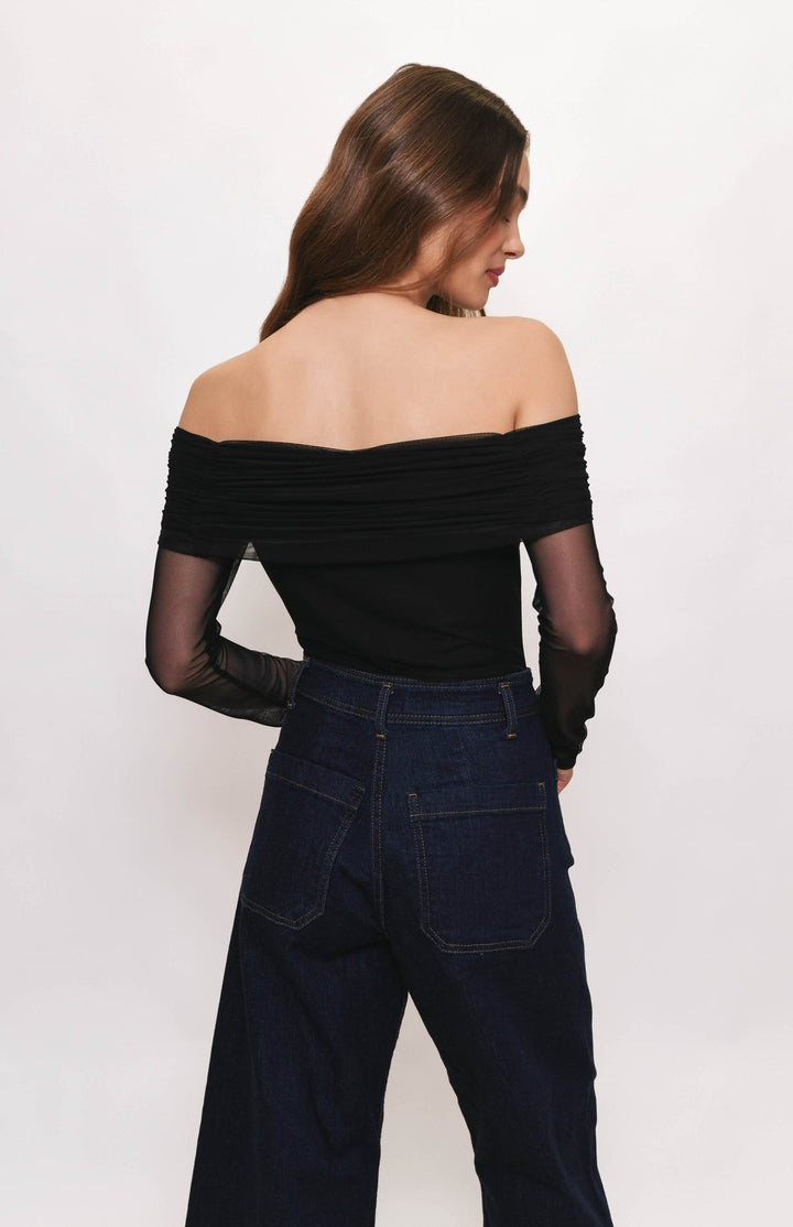 Black Off The Shoulder Thatcher Bodysuit