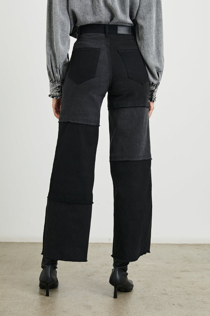 Black Patchwork Wide Leg Crop Getty Jean