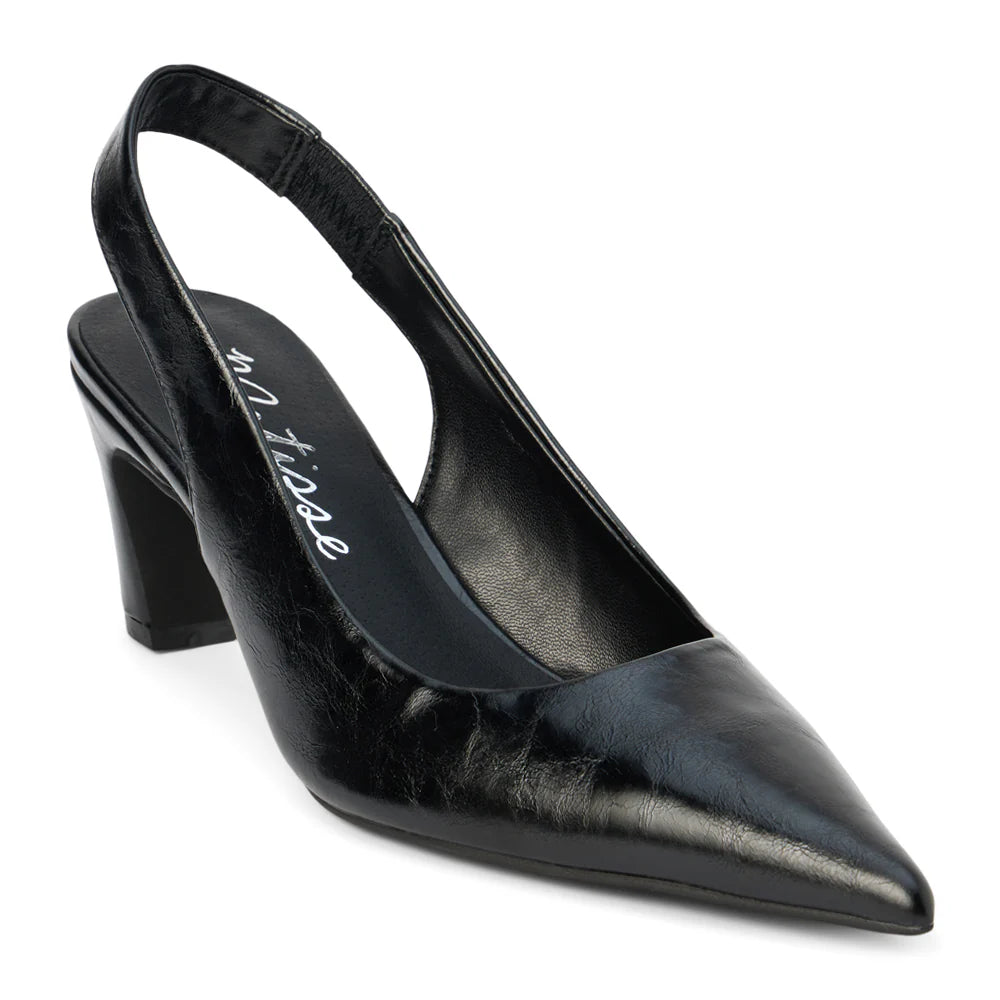 Black Pointed Toe Sling Back Pumps