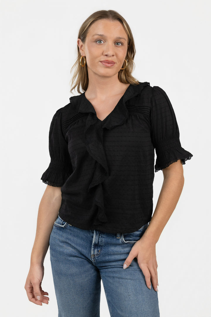 Black Ruffle Blouse