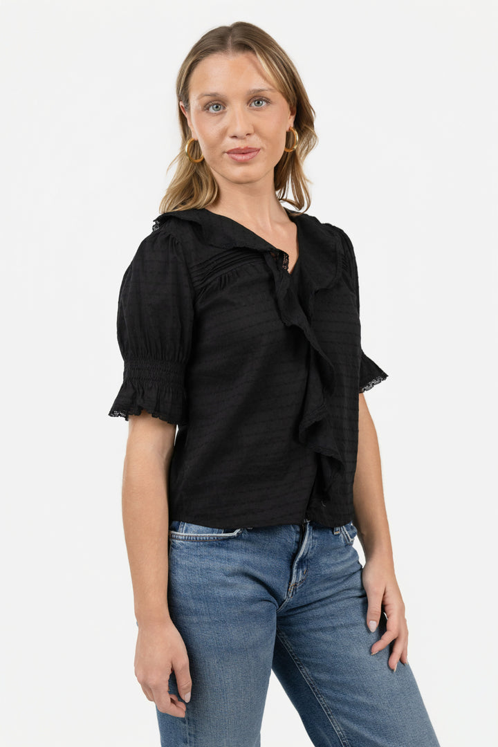 Black Ruffle Blouse