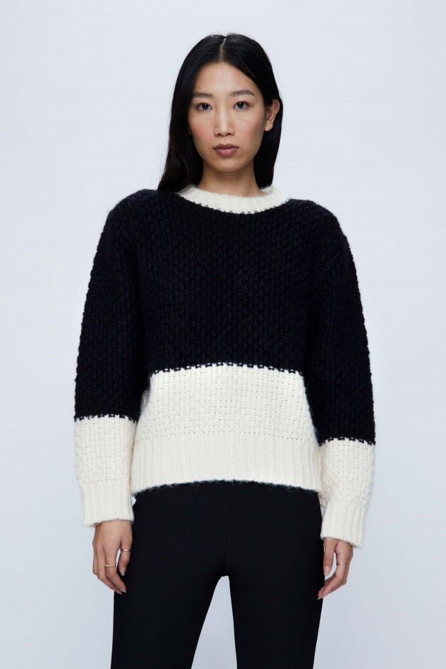 Black Two-Toned Chunky Knit Sweater