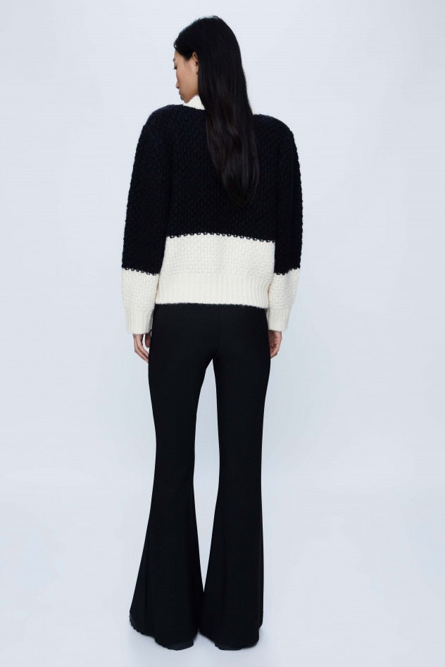 Black Two-Toned Chunky Knit Sweater