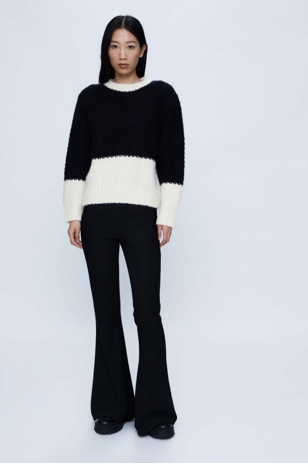 Black Two-Toned Chunky Knit Sweater