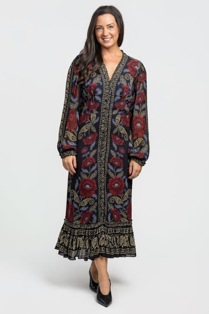 Black Valentina Midi Dress