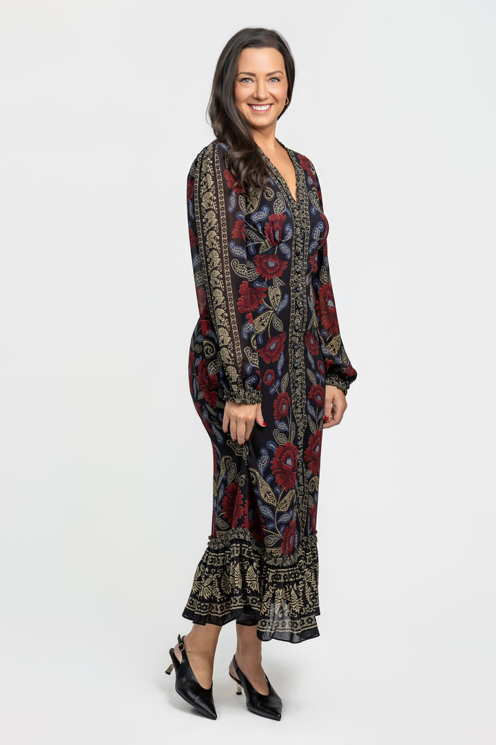 Black Valentina Midi Dress