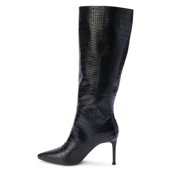 Black Vegan Leather Knee-High Alina Boot