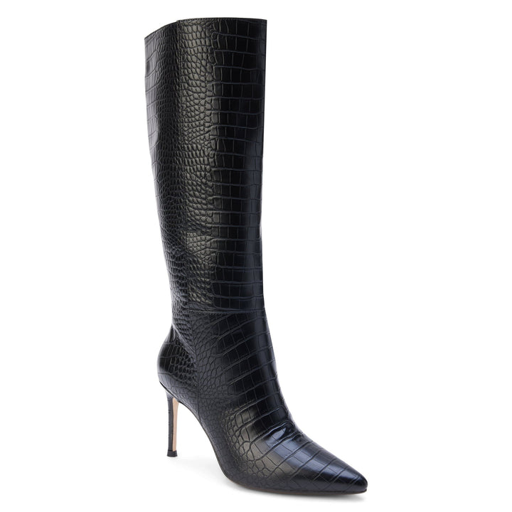 Black Vegan Leather Knee-High Alina Boot