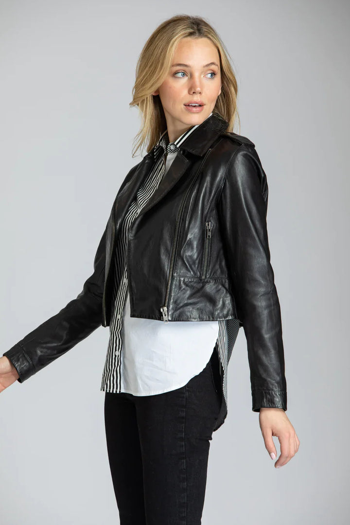 Black Washed And Waxed Leather Jacket