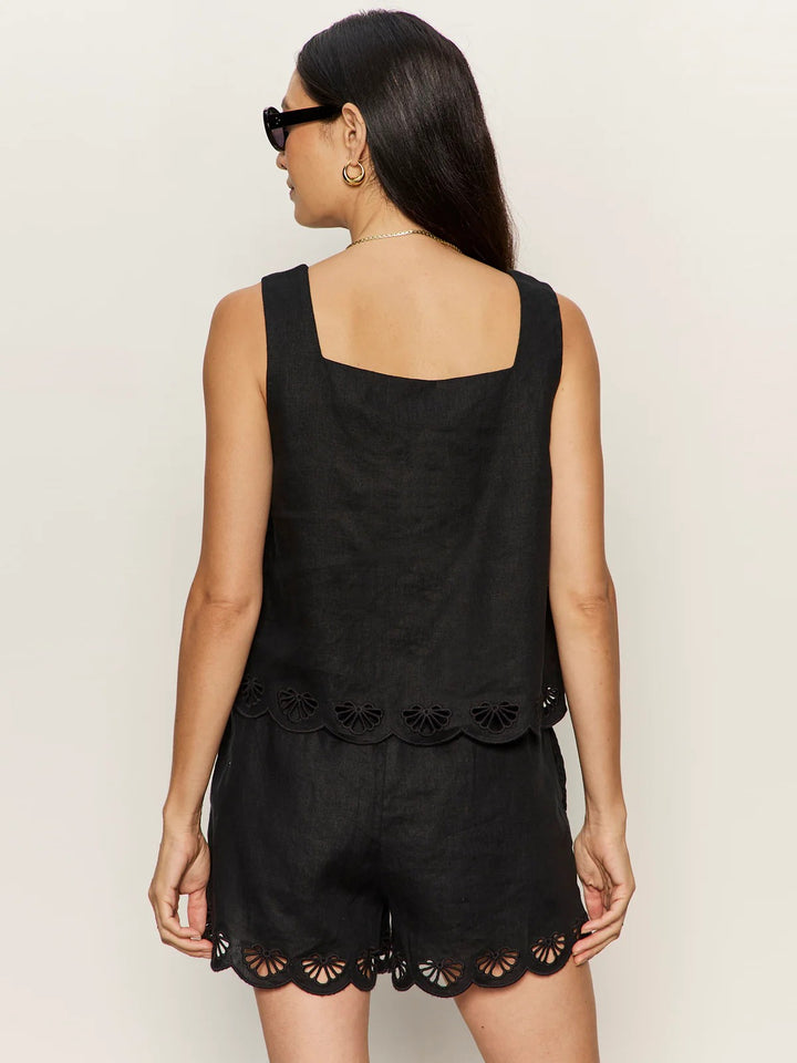 Black Almost There Linen Top