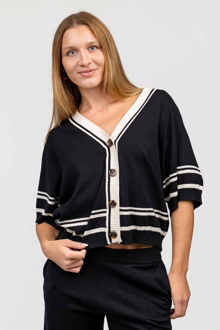 Black And Cream Lux Cardigan