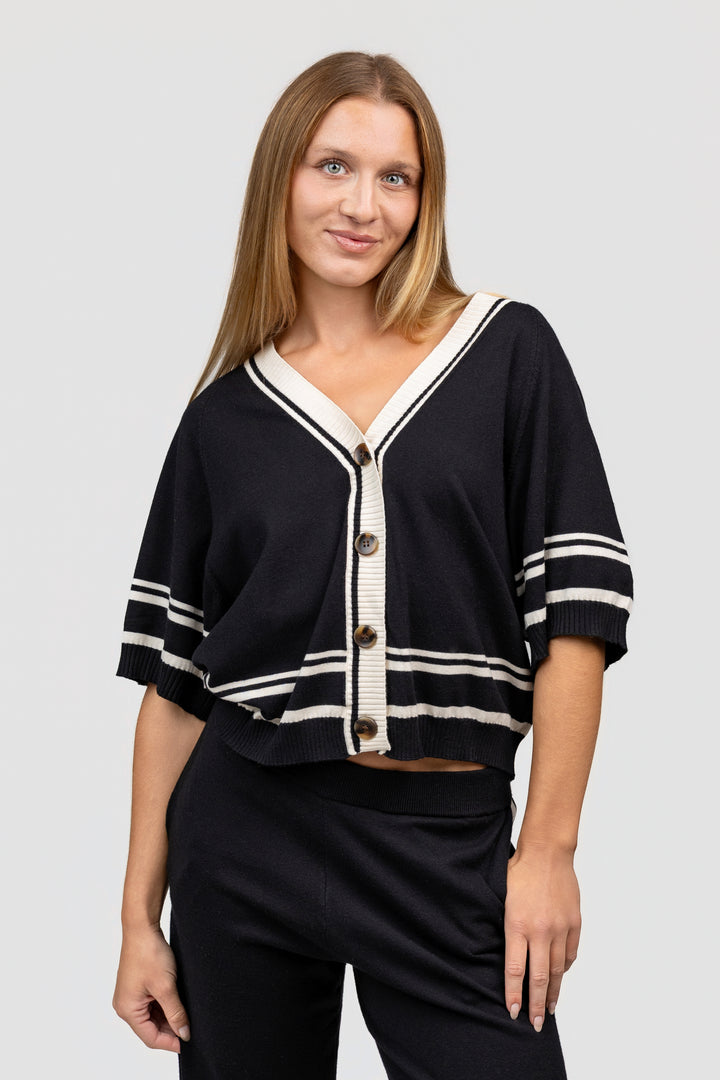 Black And Cream Lux Cardigan