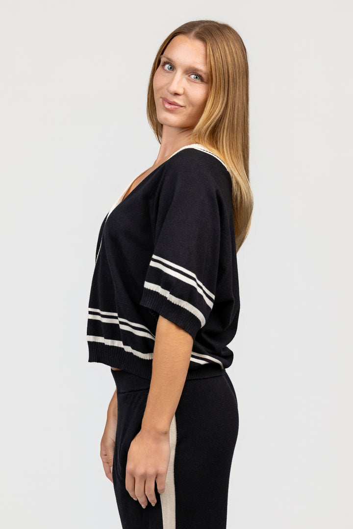 Black And Cream Lux Cardigan