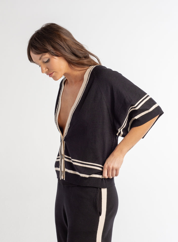 Black And Cream Lux Cardigan