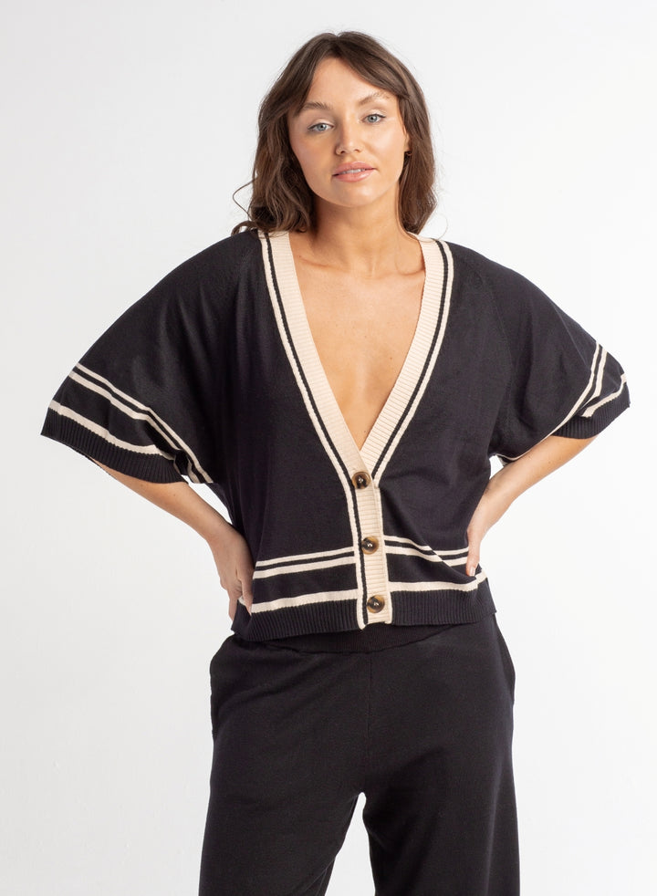 Black And Cream Lux Cardigan