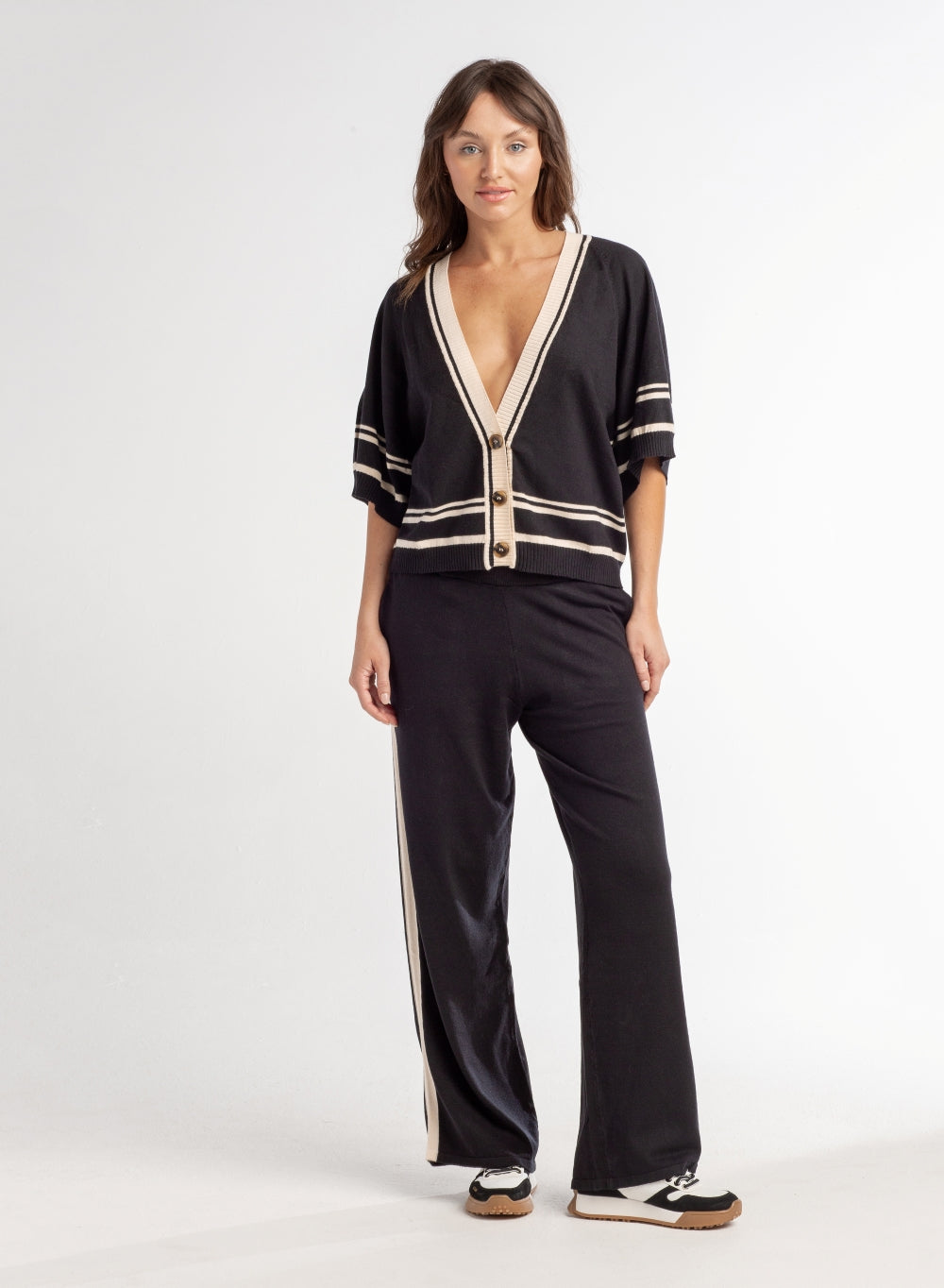 Black And Cream Lux Cardigan