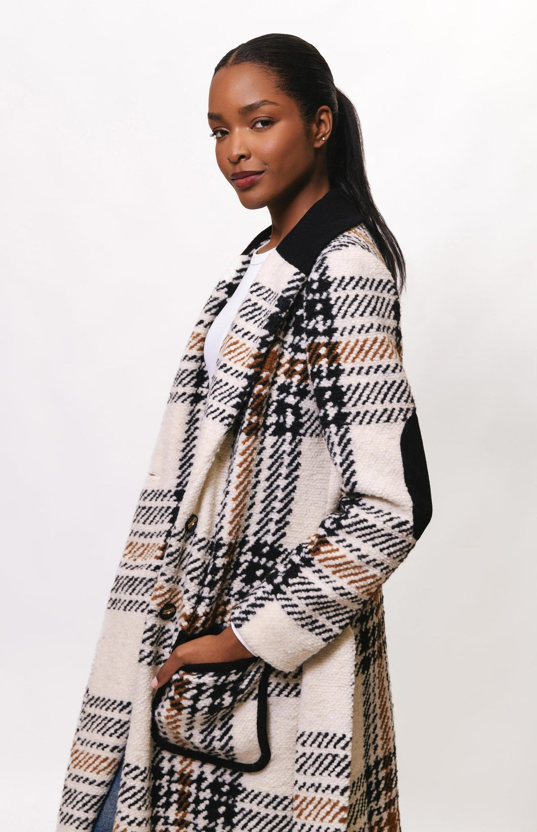 Black And White Plaid Kels Midi Coat