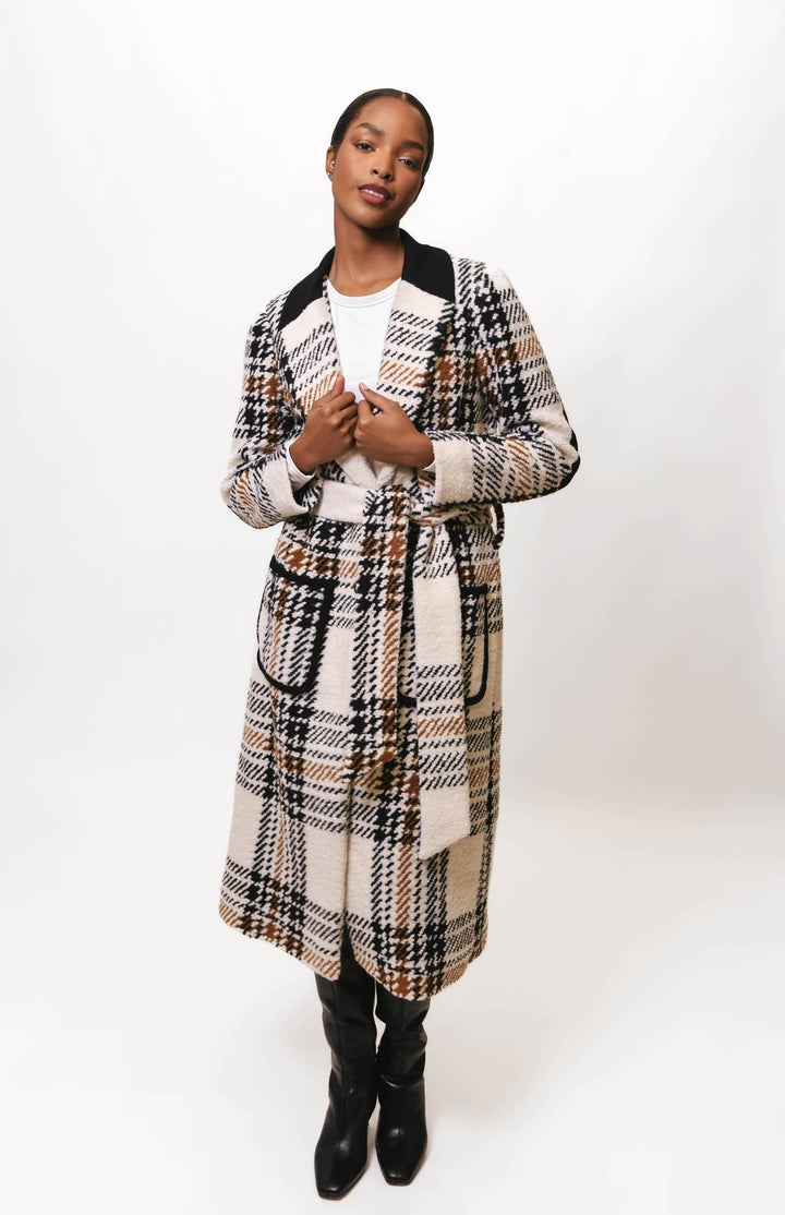 Black And White Plaid Kels Midi Coat