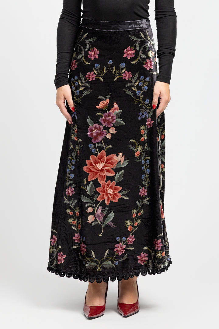 Black Belle Garden Midi Skirt