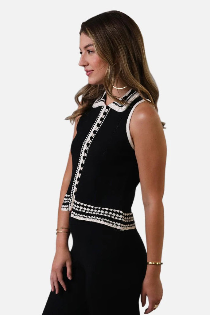 Black Crochet Edge Charli Top