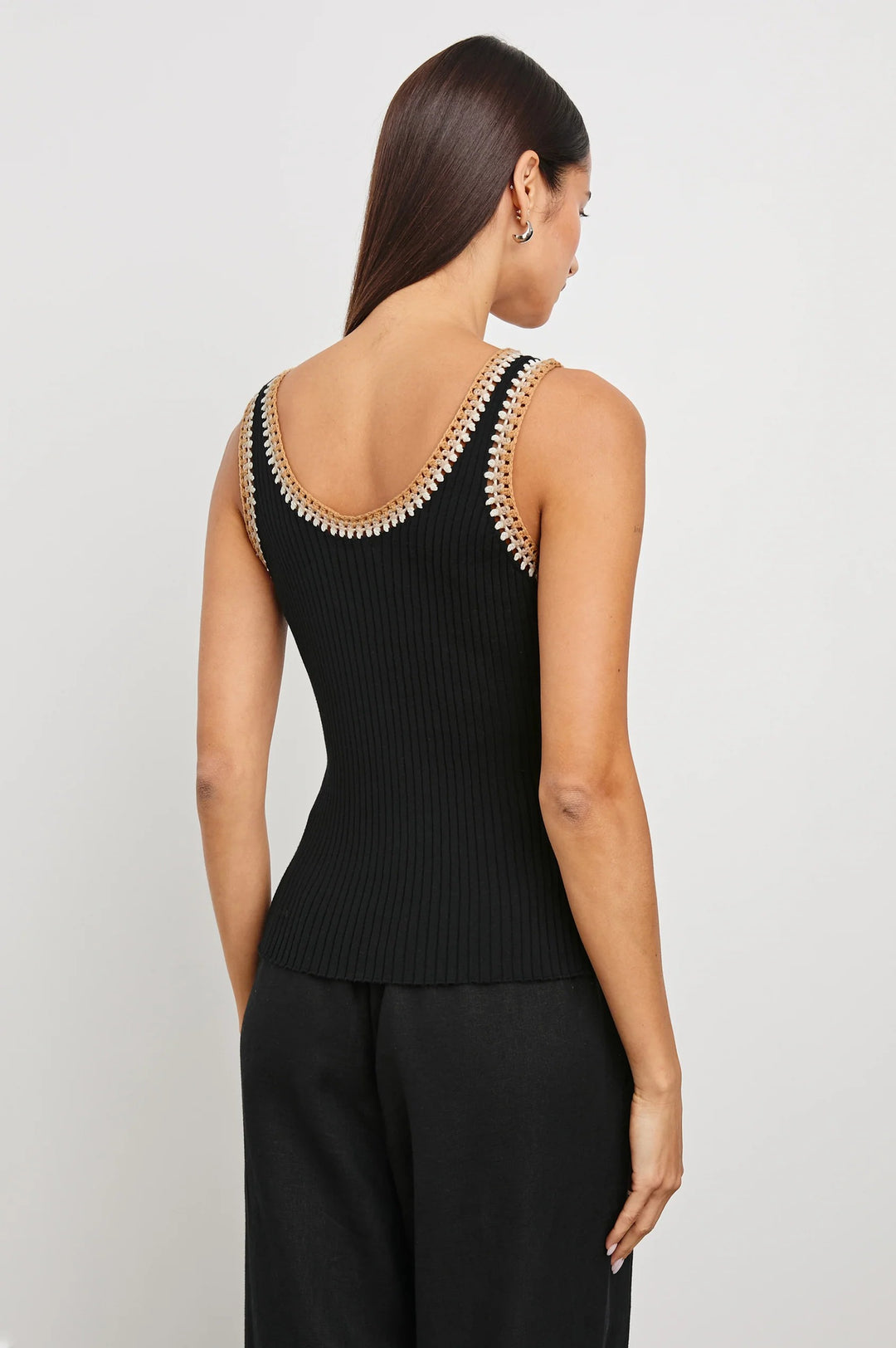 Black Dual Tone Crochet Trim Estrella Cami