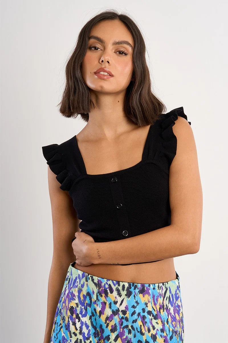 Black Knitted Crop Top