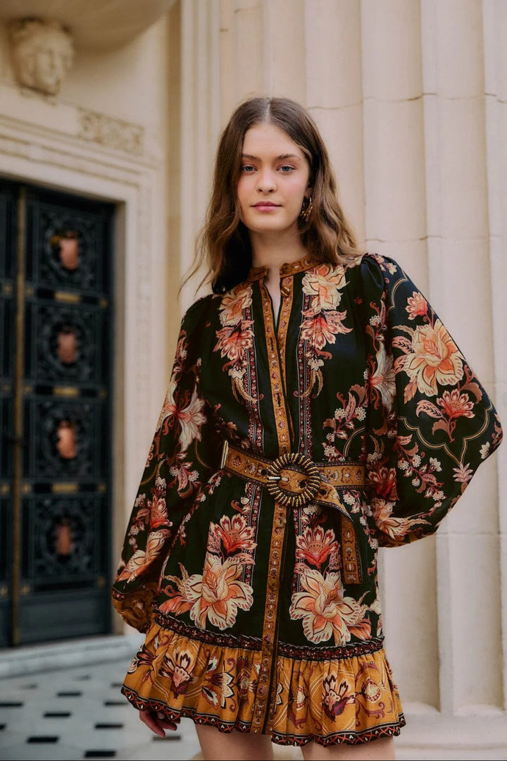 Black Majestic Garden Mini Dress