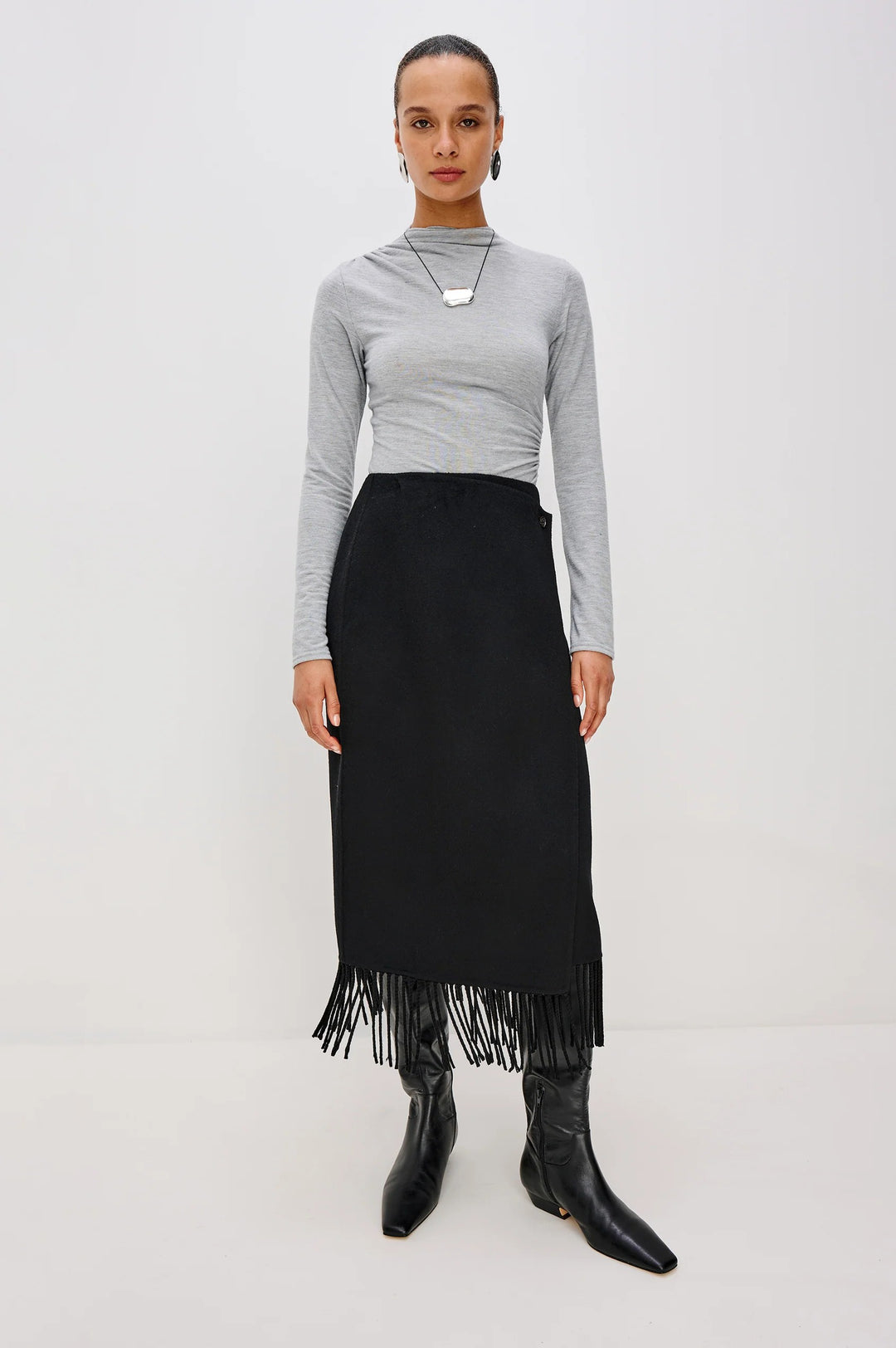 Black Odette Midi Skirt