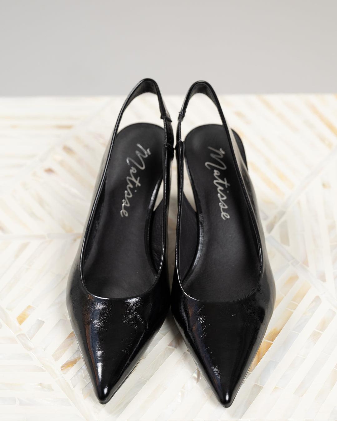 Black Pointed Toe Sling Back Pumps