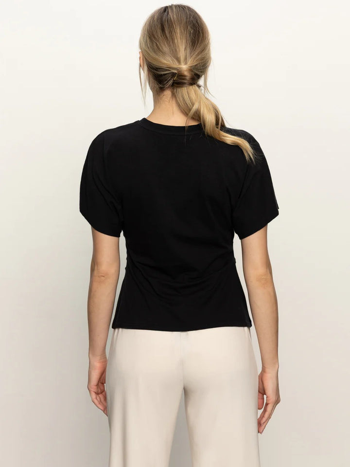 Black Shirred Waist Dolman Tee
