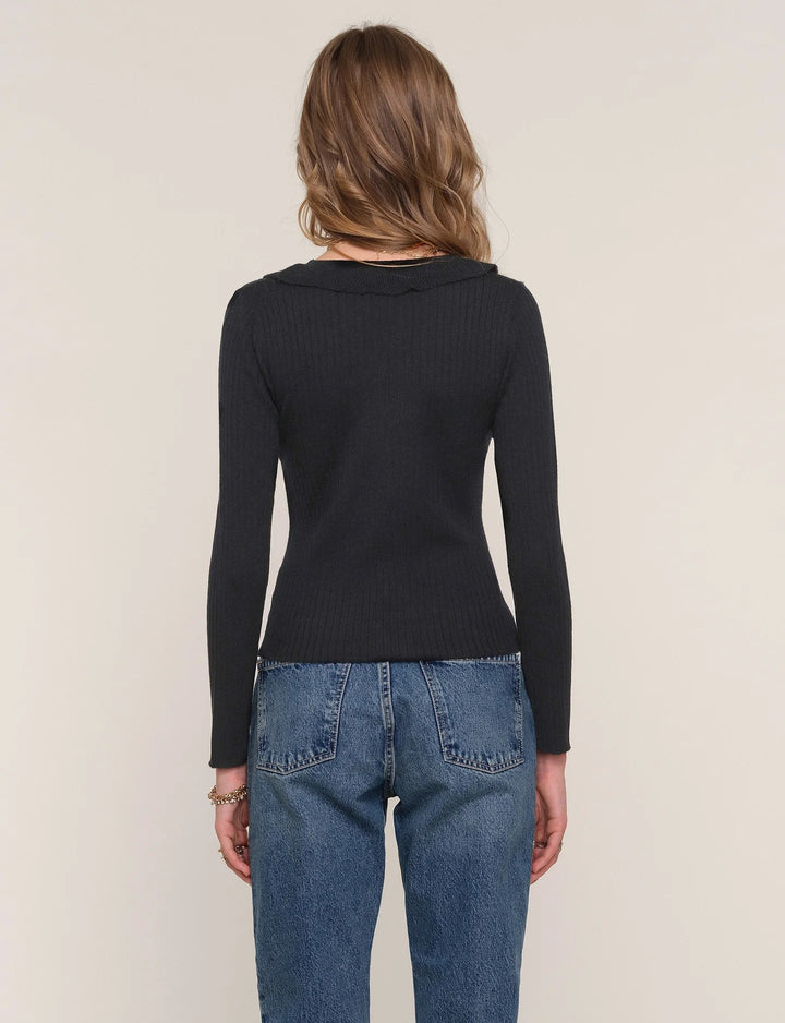 Black Soft Mélange Knit Yvette Cardigan