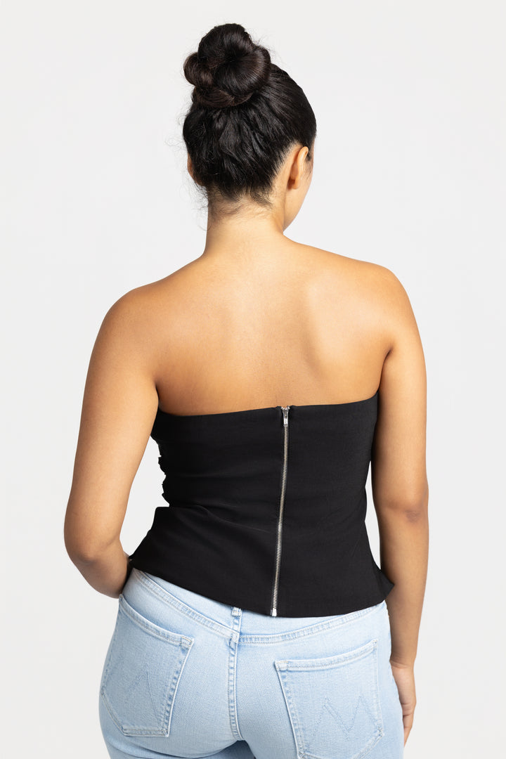 Black Strapless Bow Front Kierra Top