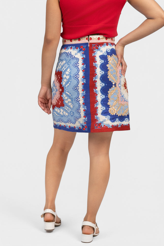 Blue Cherry Royalty Scarf Mini Skirt