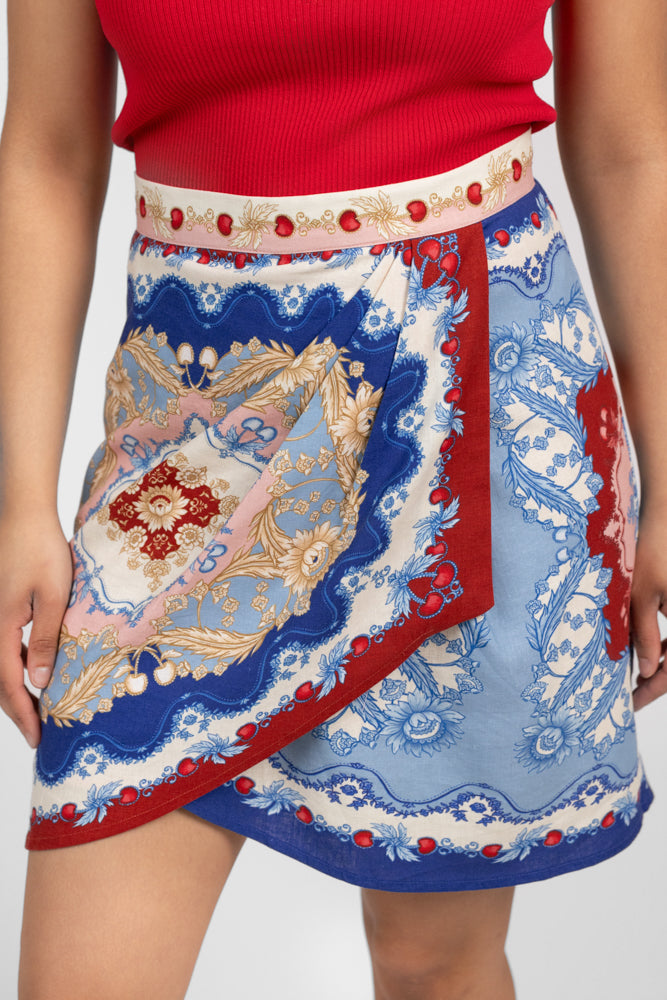 Blue Cherry Royalty Scarf Mini Skirt