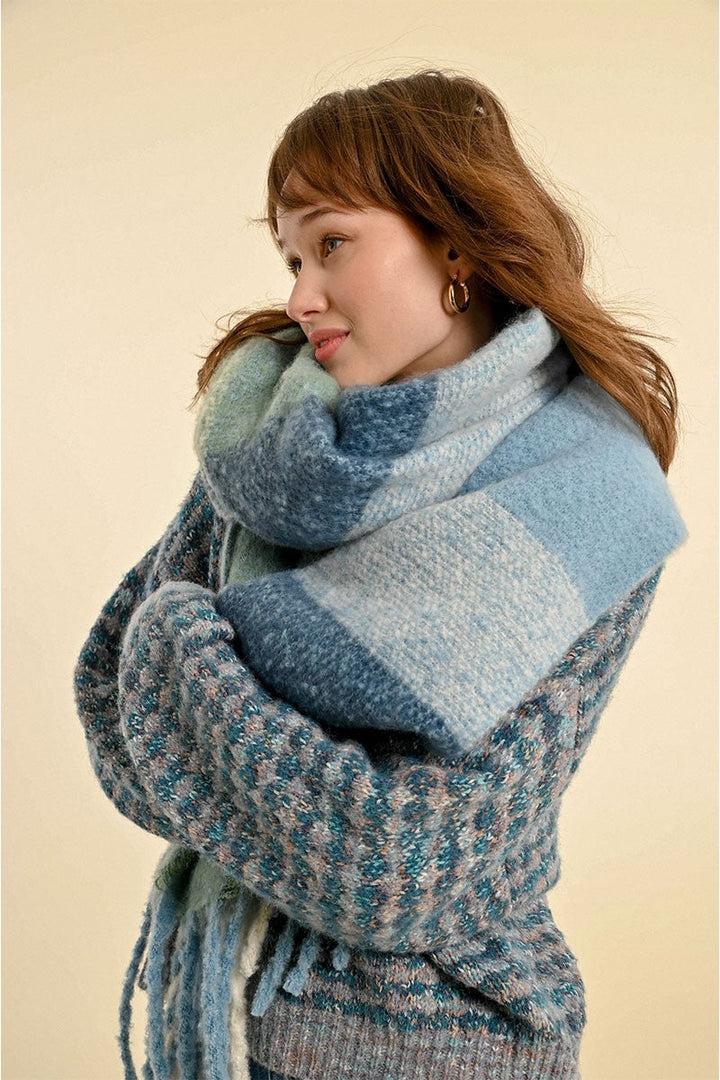 Blue Multi Fluffy Scarf