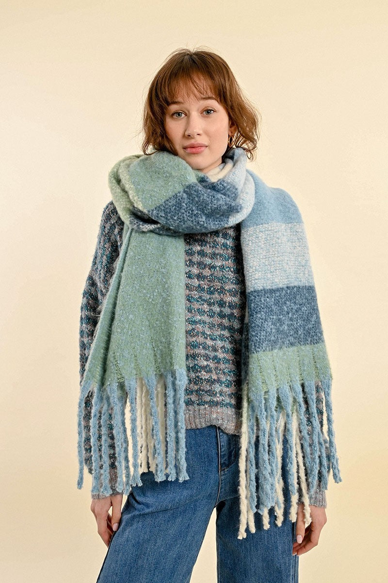 Blue Multi Fluffy Scarf