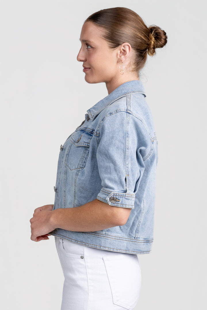 Blue Short Sleeve Denim Jacket