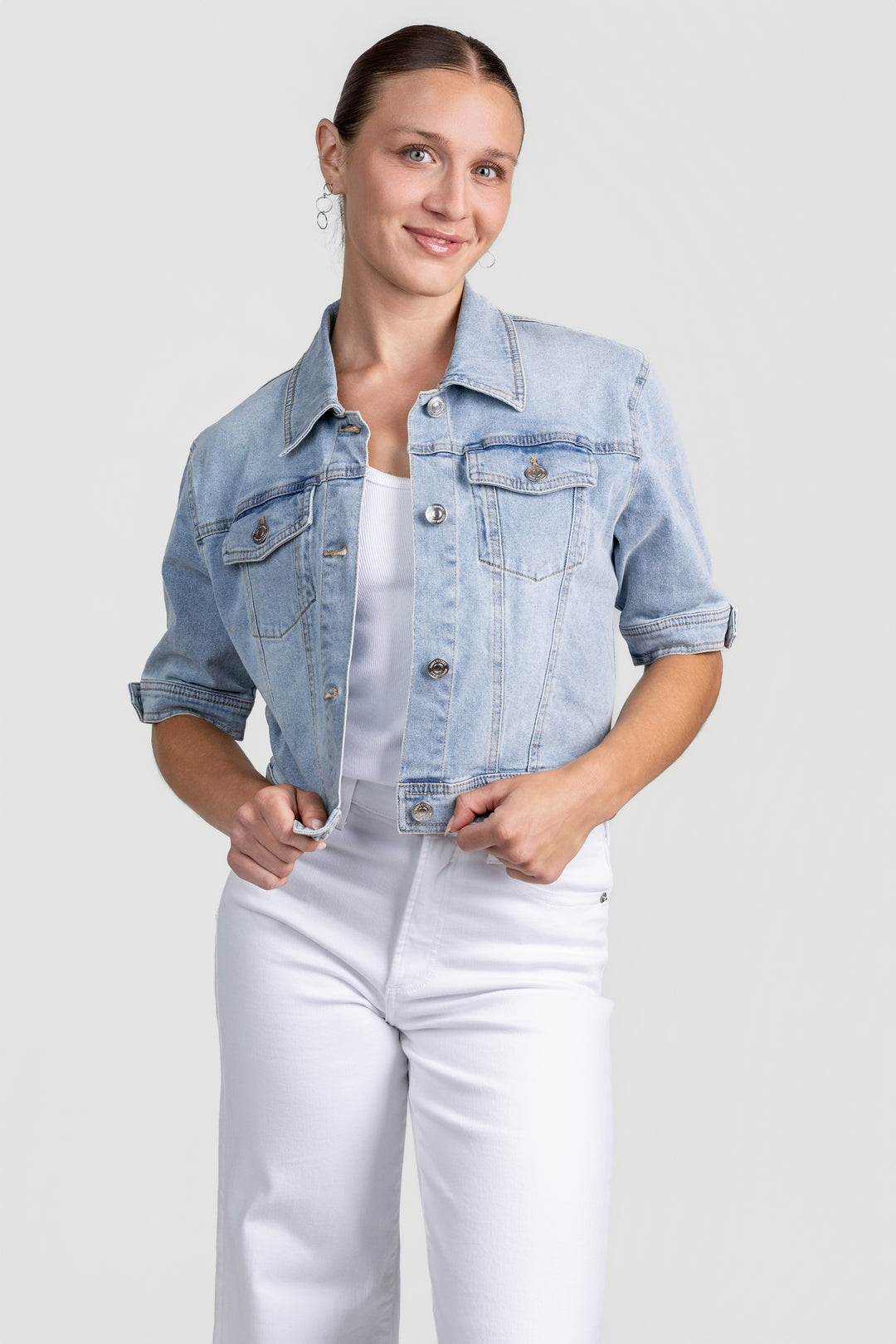 Blue Short Sleeve Denim Jacket
