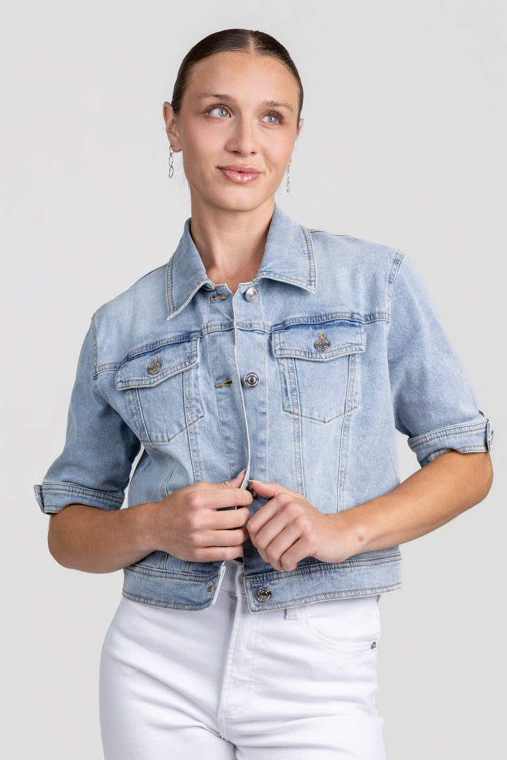 Blue Short Sleeve Denim Jacket