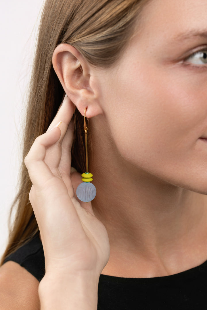 Blue And Chartreuse Bauble Geometric Earrings