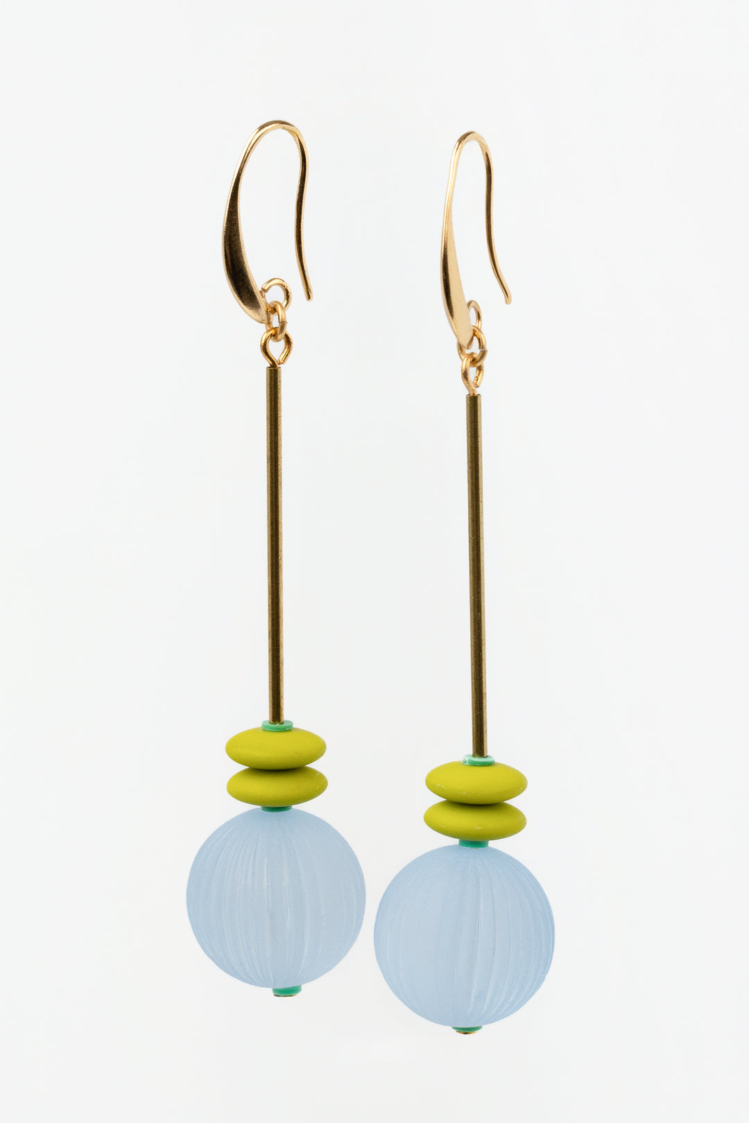 Blue And Chartreuse Bauble Geometric Earrings