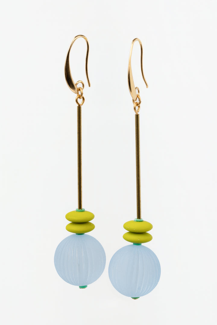 Blue And Chartreuse Bauble Geometric Earrings