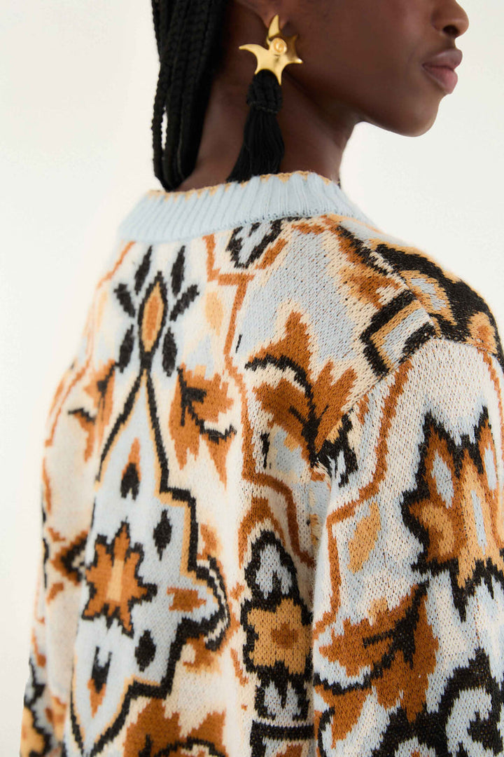 Blue Winter Tapestry Sweater